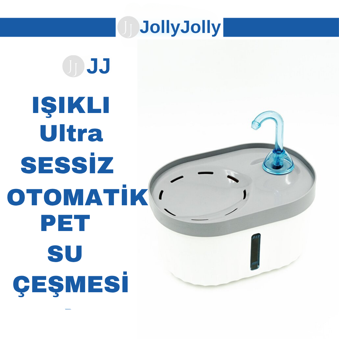 JollyJolly Işıklı Ultra Sessiz Otomatik Pet Su Çeşmesi